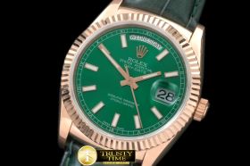 RDD0192A - DayDate Fluted Green RG/LE Asian 2813
