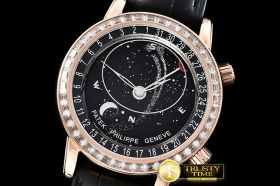 PP0277A - Celestial Sky Moon Date Diams RG/LE Black MY9015 Mod