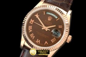 RDD0192D - DayDate Fluted Brown Roman RG/LE Asian 2813